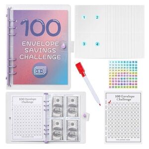✨BNWT - 100 Envelopes Budget Money Saving Challenge Binder - Save $5050✨